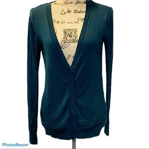 CAbi Emerald Green Long Sleeve Cardigan w/Pockets